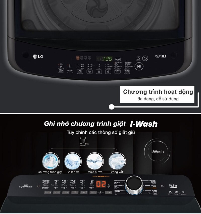 So sánh máy giặt Aqua 10.5 Kg AQW-FR105JT.BK và LG T2310VS2B cùng phân khúc dưới 7 triệu