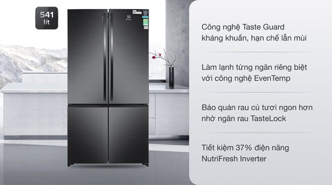 Những tính năng ấn tượng trên tủ lạnh 4 cánh Electrolux Inverter 541 lít EQE6000A-B