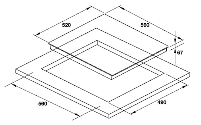 Kich thước của bếp từ 4 vùng nấu Hafele HC-I604A 