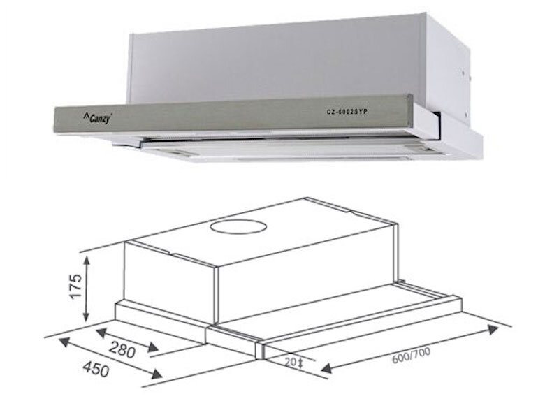 Máy hút mùi Canzy CZ-6002SYP hoạt động với độ ồn tối đa rất thấp