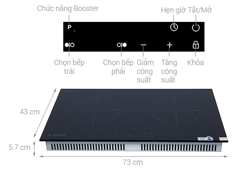 Bếp từ âm 2 vùng nấu Malloca MH-7320I sự lựa chọn đáng cân nhắc hiện nay