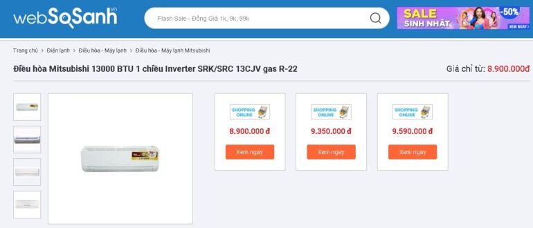 Điều hòa 13000BTU Mitsubishi SRK/SRC 13CJV