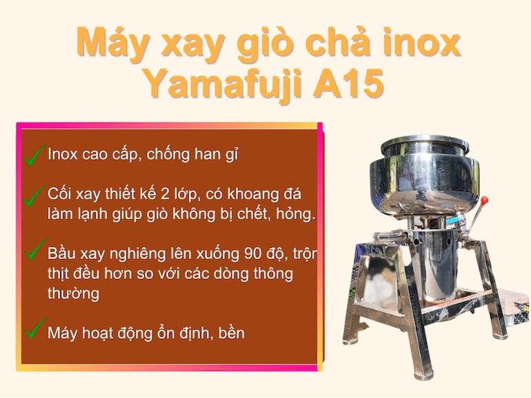 Máy xay giò chả inox Yamafuji A15 (15kg/mẻ)