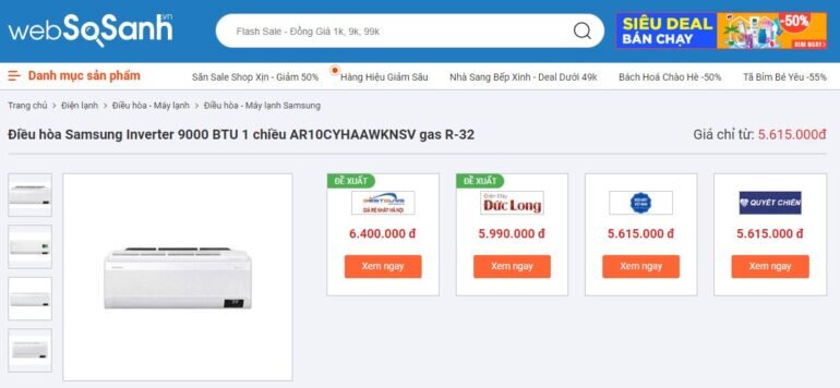 Điều hòa Samsung Inverter 9000BTU 1 chiều AR10CYHAAWKNSV gas R-32