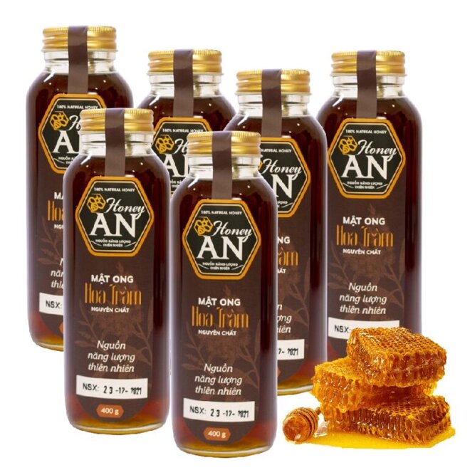 Bộ 6 Chai x 400g Mật ong Rừng hoa tràm Honey An