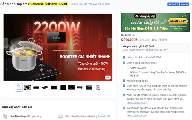 Ưu đãi sốc Black Friday 2024: Mua bếp giá hời tại Shopee, Lazada, Điện máy Xanh và Nguyễn Kim