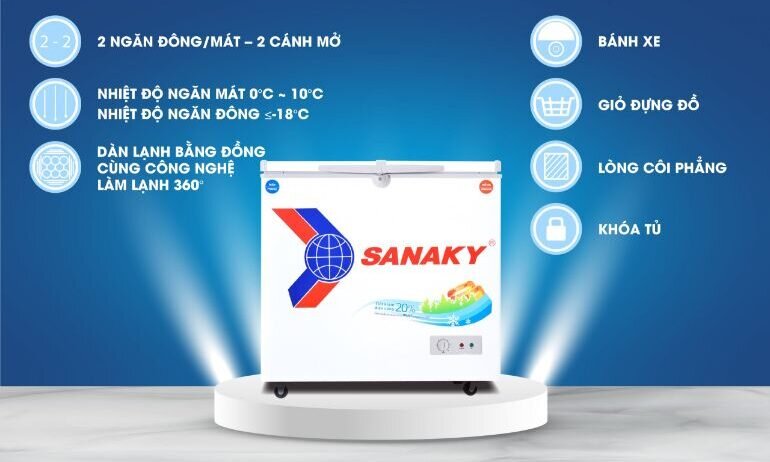 Sanaky VH6699W3 là dòng tủ đông mát với dung tích lớn 500 lít đáp ứng nhu cầu sử dụng của các nhà hàng, quán ăn, nhà xưởng.
