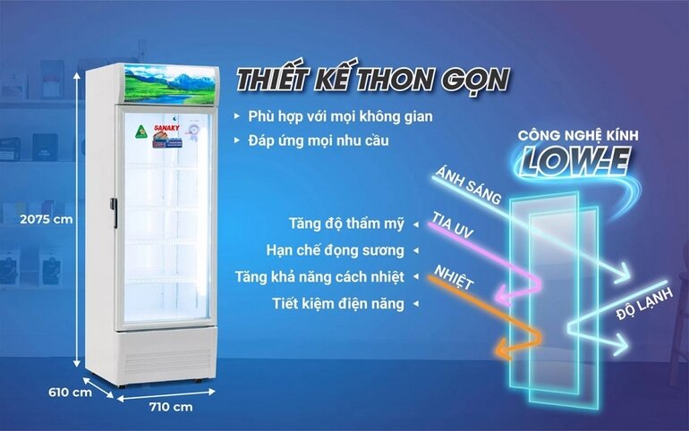 Tủ mát Sanaky VH-5089K3 bình dân có dung tích 480 lít với các ngăn kệ có thể di chuyển được