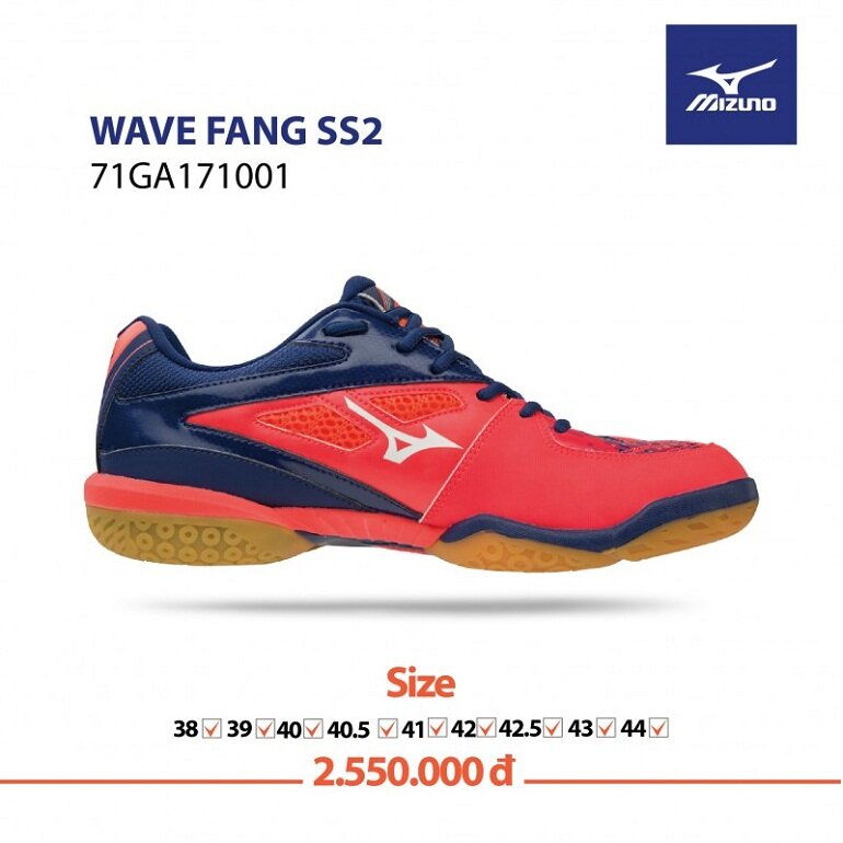 Giày cầu lông nữ Mizuno Wave Fang SS2 New 71 GA 171000