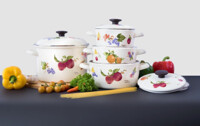 10 bộ nồi tráng sứ dùng cho mọi loại bếp truyền nhiệt tốt giá từ 400k