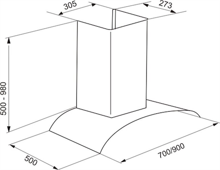 Kích thước của máy hút mùi Latino lt-8870