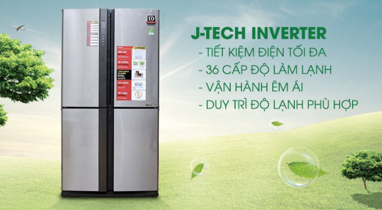 Tủ lạnh Sharp SJ-FX630V-ST được trang bị công nghệ J-TECH Inverter