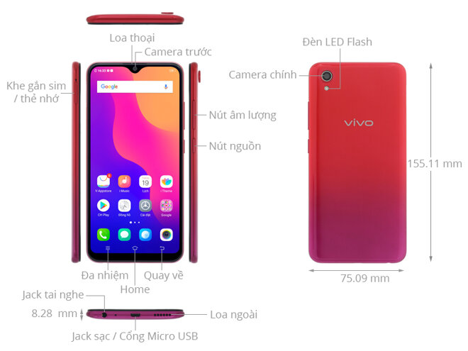 Vivo Y91C sở hữu ngoại hình gần giống người anh em Vivo V11i 