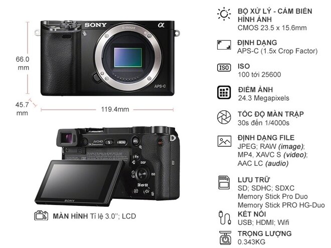 Màn hình LCD máy ảnh Sony A6000