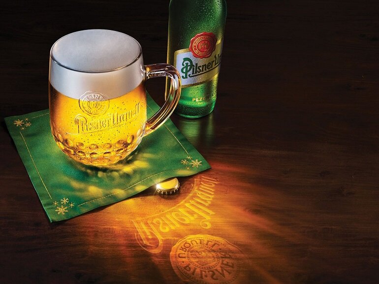 Appearance of Pilsner Urquell beer 