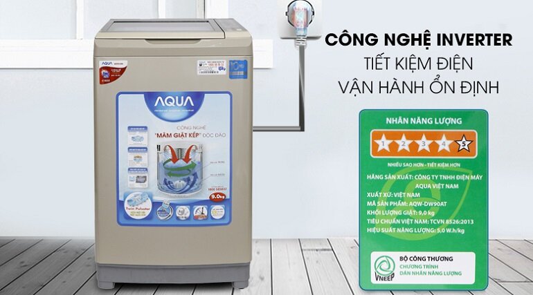 Máy giặt Aqua Inverter 9 kg AQW-DW90AT