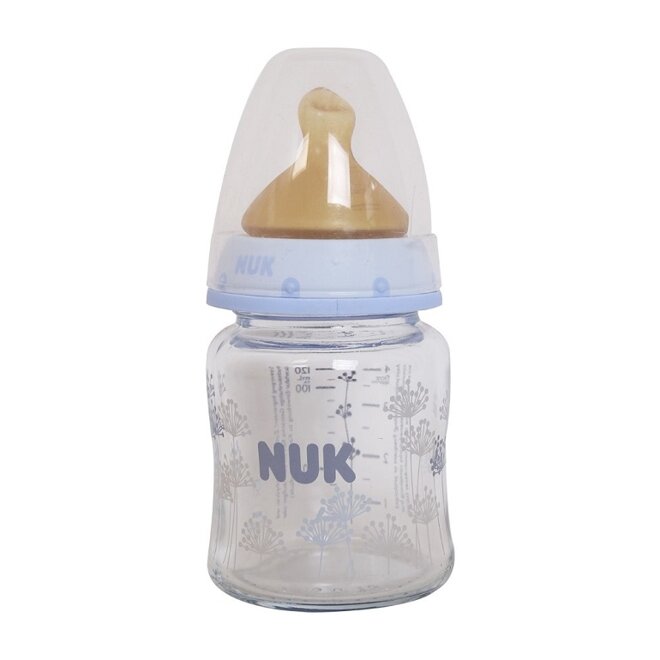 Bình sữa Nuk núm cao su cổ rộng 120ml