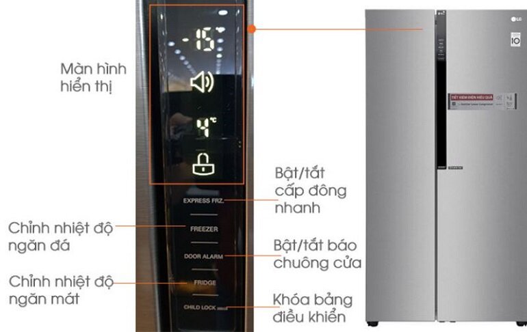 Tổng quan bảng điều khiển tủ lạnh LG GR-B247JDS