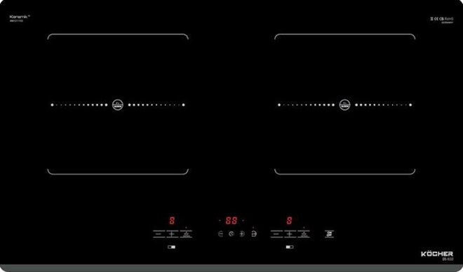 Bếp âm Kocher DI-633 có thiết kế lắp âm sang trọng 2 vùng nấu nấu 2 món cùng lúc.