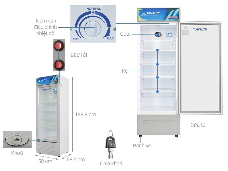 Tìm hiểu ưu nhược điểm của tủ mát Hòa Phát 1 cánh 242 lít HSR S6242