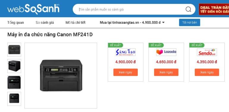 Máy in đa chức năng Canon MF241D - Giá tham khảo: 4.900.000 vnđ