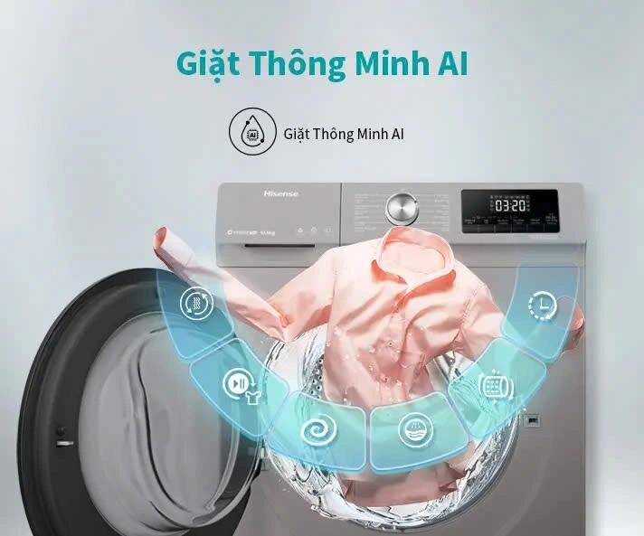 Máy giặt Hisense 10.5 kg WFQA1043BT giá chỉ 6,9 triệu đồng mà trang bị cực hiện đại