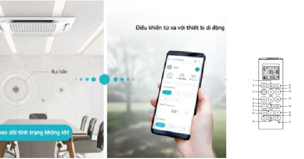 2 cách điều khiển điều hòa LG ZTNQ24GPLA0 bằng iPhone và Remote