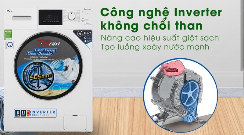 Máy giặt giá 5 triệu TCL Inverter 8 kg TWF80-M14303DA03 đời cũ nhưng siêu tiết kiệm điện