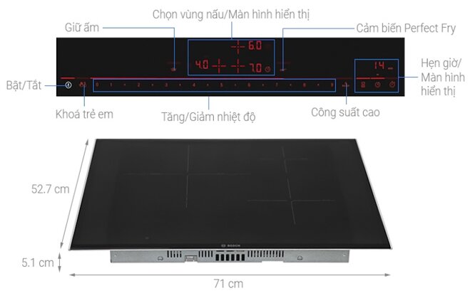 Bếp từ Bosch PID775DC1E serie 8 sở hữu các tính năng hiện đại vượt trội