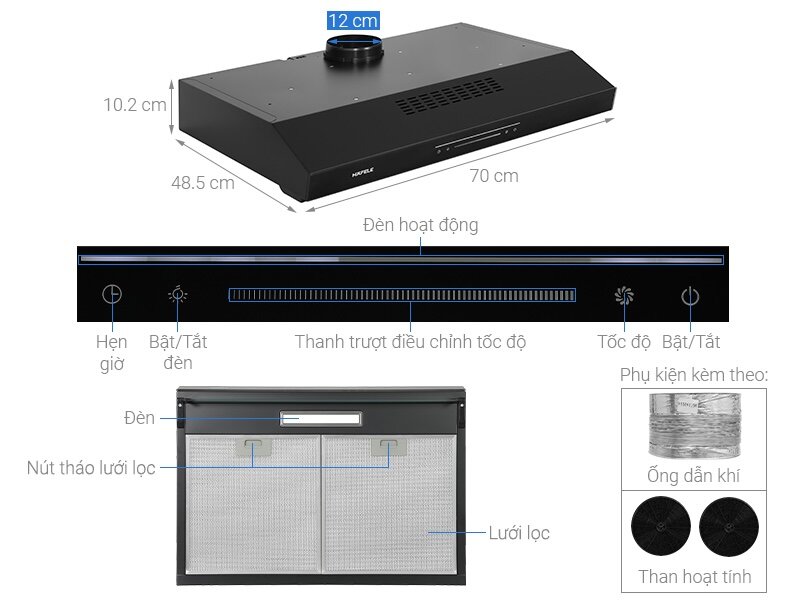 Máy hút mùi âm tủ Hafele HC-B705B lựa chọn hoàn hảo cho căn bếp hiện đại