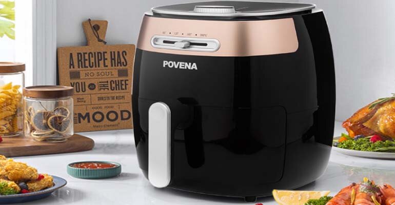 Povena PVN-4511 tích hợp nhiều chức năng nấu nướng tự động Nồi chiên không dầu Povena PVN-4511