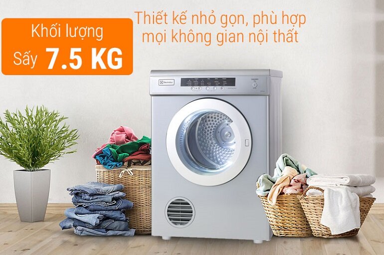 Thiet ke may say quan ao Electrolux EDV7552S 7 5kg hien dai