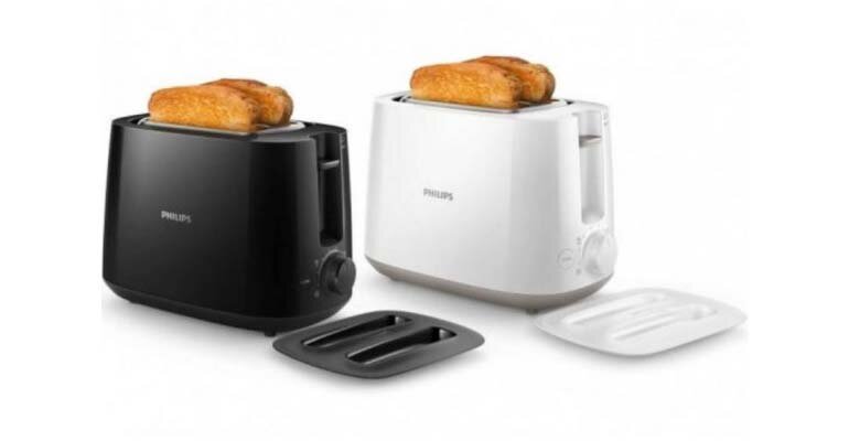 Máy nướng bánh mì Philips HD2582 được thiết kế với 2 tone màu chủ đạo là trắng và đen Máy nướng bánh mì Philips HD2582