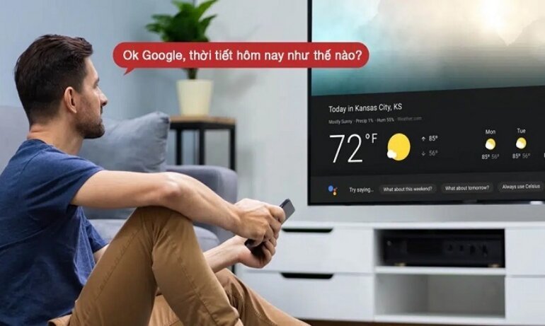 google tivi tcl 55p638 tính năng tìm kiếm bằng giọng nói