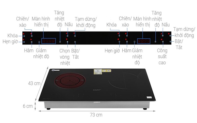 Bếp từ hồng ngoại Kaff KF-073IC tích hợp tính năng an toàn bảo vệ người sử dụng