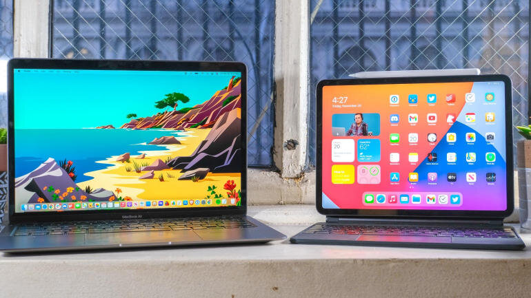 Thiết kế iPad Pro 12.9 inch 2021 và MacBook Air M1