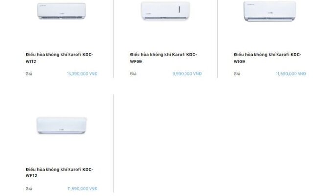 Giá điều hòa Karofi