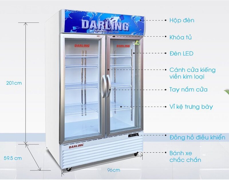 Tủ mát Darling 2 cánh 630 lít DL 7000A2 bảo quản thực phẩm, đồ uống tốt