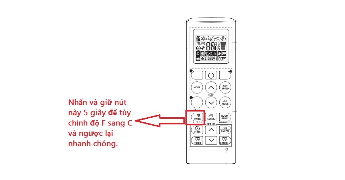 3 cách chuyển độ F sang độ C điều hòa LG điều khiển 18 nút đơn giản, dễ làm