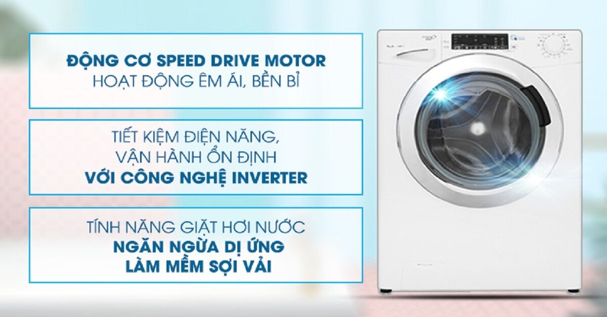 3 điểm nhấn khiến máy giặt Candy Inverter 9 kg gvs 149thc3 hút khách