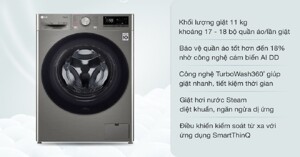 3 máy giặt cửa ngang LG 11kg inverter tiết kiệm điện năm 2023
