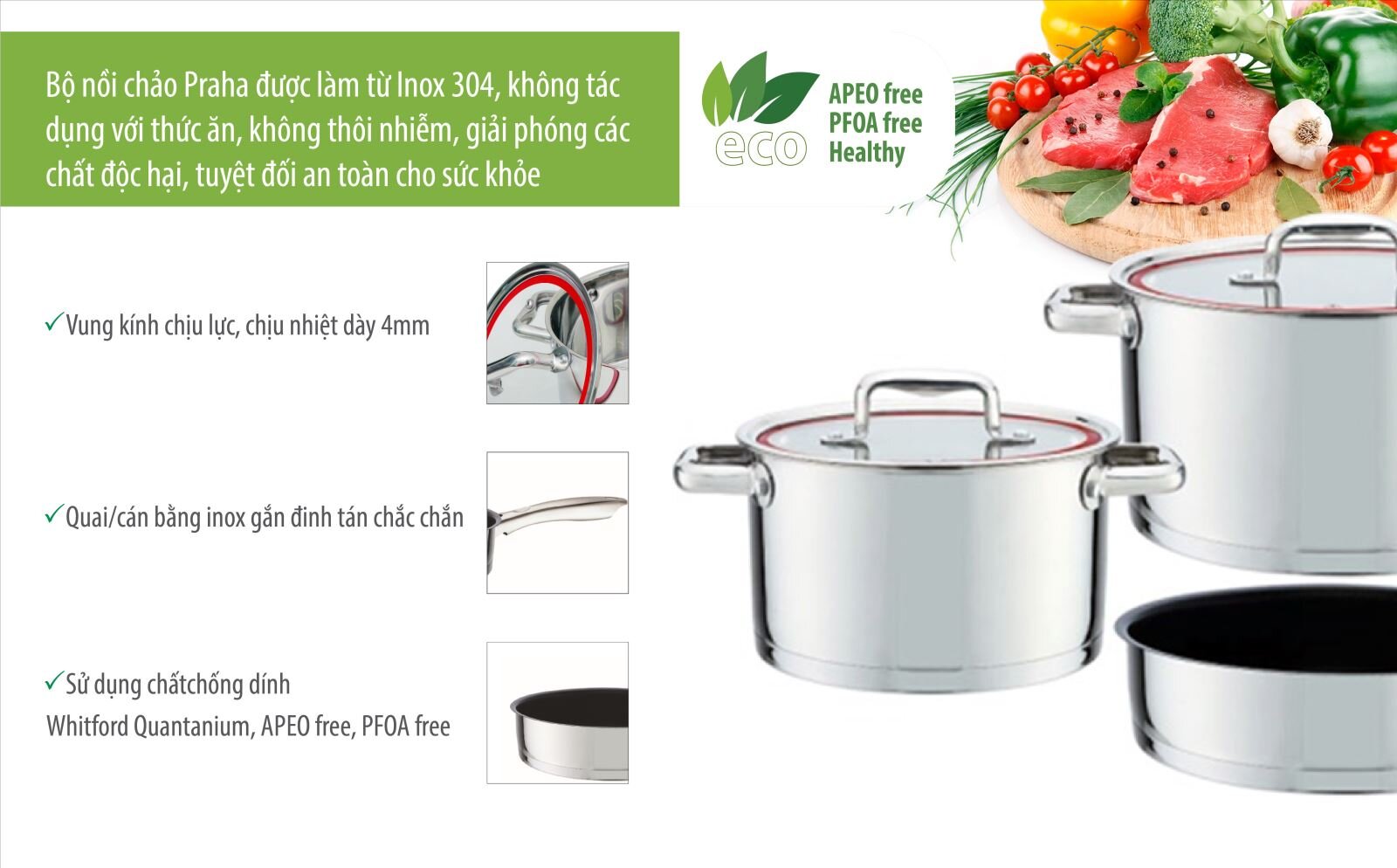 Bộ nồi chảo inox Elmich Praha EL-8668