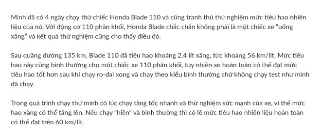 Blade có tiết kiệm xăng không