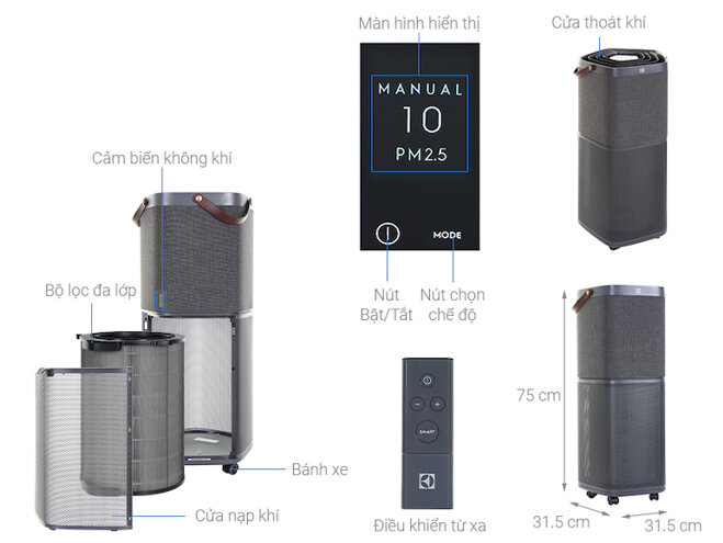 Máy lọc không khí 5 bước lọc Pure a9 với bộ máy lọc không khí gồm 5 cấp lọc, lọc 99.99% bụi mịn PM2.5 và 99.98% bụi mịn PM0.3.