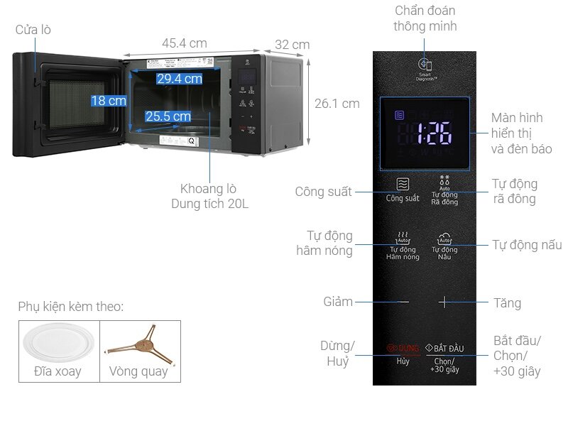 Tất tần tật về lò vi sóng LG MS2032GAS 20 lít giá rẻ trong năm 2025
