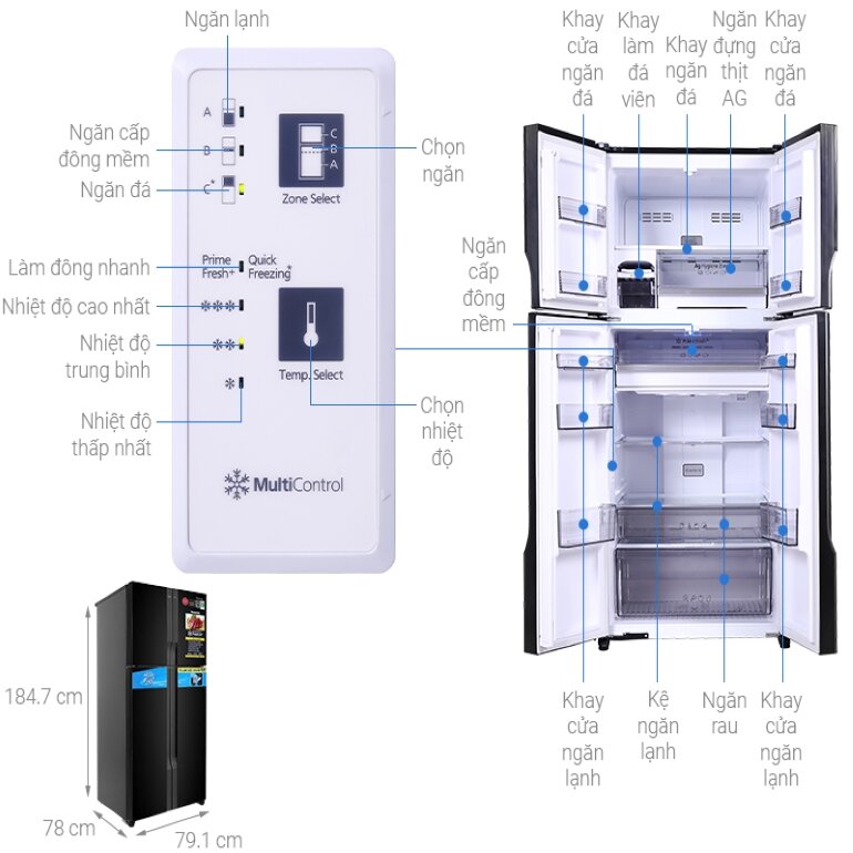 Tủ lạnh Panasonic có ngăn đông mềm 550 lít NR-DZ601VGKV - Giá tham khảo 35.090.000 VNĐ