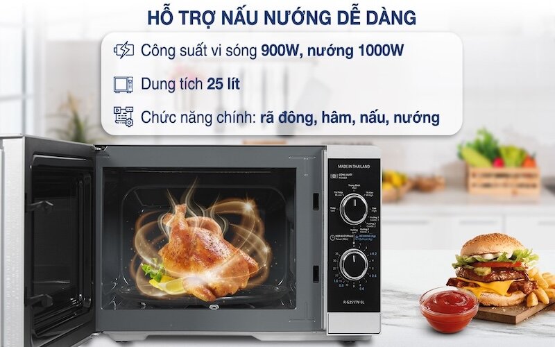 Sharp R-G251TV-SL/BK nướng ngon, tiện lợi, xứng đáng có mặt trong mọi căn bếp