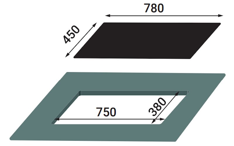 Kích thước lắp đặt bếp từ ba Kaff KF-IC5801II Plus