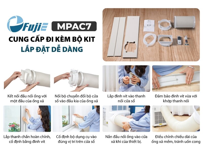 Điều hòa di động 7000 BTU FujiE MPAC7 giá chỉ 4 triệu, làm mát tốt phòng nhỏ