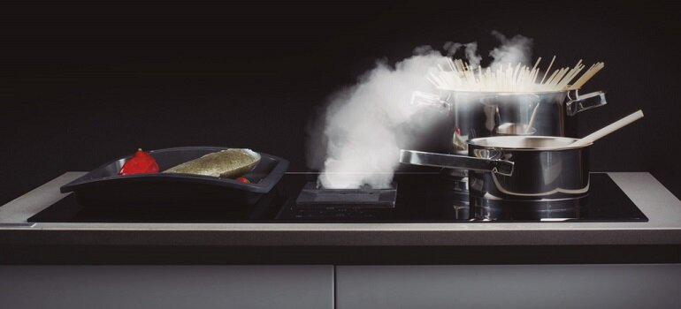 Bếp từ âm hợp hút mùi 2 vùng nấu cata AS 750